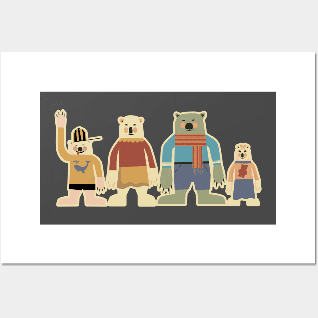 Merry Christmas Postcards - Beautiful Christmas designs Polar bear family Wall Art by Boogosh